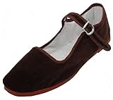 Shoes 18 Womens Cotton China Doll Mary Jane Shoes Ballerina Ballet Flats Shoes 11 Colors (10, Brown 118 Velvet Upper)