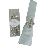 Fleur de Lis or Geometric Abstract French Design Napkin Ring Set of 4, Fleur de Lis