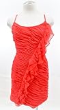 Rebecca Taylor Coral Red Rouchy Ruffle Dress