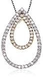 14k White and Yellow Gold, Floating Tear Drop Diamond Pendant (.25 cttw, G-H Color, I1 Clarity)