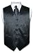 Men's Black Paisley Design Dress Vest and NeckTie Set for Suit or Tuxedo