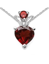 1.40 Carat Genuine Garnet Sterling Silver Pendant Necklace. 18"
