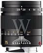 Leica 75mm f/2.5 Summarit-M, Telephoto Manual Focus Lens for M System, Black - USA