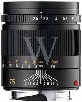 Leica 75mm f/2.5 Summarit-M, Telephoto Manual Focus Lens for M System, Black - USA
