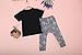 Summer Baby Boy Cotton Letters Printed T-Shirt+Pants 2pcs Clothes Set Black