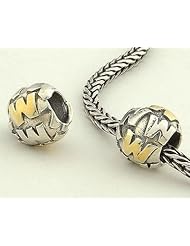 Multi-choice 925 sterling silver initial letter alphabet A to Z charm bead compatible with Pandora 1pc