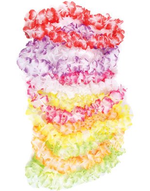 Lot Of One Dozen 12 Large Petal Duo-Tone Hawaiian Leis