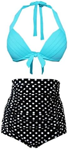Nachuan Women Vintage 50s Pinup High Waist Retro Bikini Swimsuits Beachwear