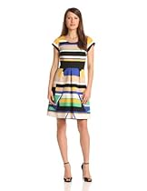 Hot Sale Miss Sixty Women's Carter Dress, Royal Geo Stripe, 6