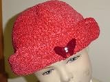 Apparel : Htcg34rd, Hand Crocheted Red Chenille and Gimp Tweed Girls Winter Floppy Hat