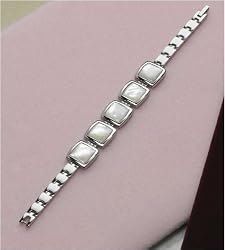 J-Steel by Fyn Studios (TM) Stainless-Steel & Genuine White Mother Of Pearl Bracelet JSF-843332001051