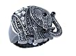 Versales Women's Gun Tone Elephant Ring Watch With Baguette Stones