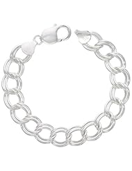 Sterling Silver Italian Double Curb Charm Bracelet 11.2mm wide, sizes 7 & 8 inch