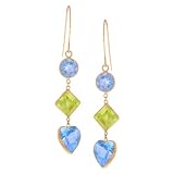 14k Yellow Gold Blue Topaz Peridot Earrings