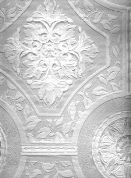 Antique Medallion & Leaves Tile Heavy Textured Paintable Wallpaper