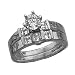 14K white gold 0.9ct tw cubic zirconia round center wedding set rings