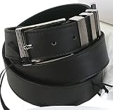 Versace Collection Mens Black Leather Belt Silver Buckle