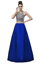 Halter Sleeveless Beaded Cocktail Evening Dress/Homecoming Dress/Prom Dress/Party Dress 