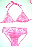 Girls 4-6X 2-piece Swimwear Triangle Top Bikini Shiny Pink on Pink