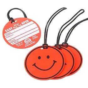 Small Smiley Face Luggage Tags - Orange