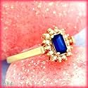 14K .45 CT Emerald Shaped Sapphire & Diamond Ring Size:6