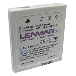 Lenmar DLSAL20 Digital Camera Equivalent to the Sanyo DB-L20, Sanyo DB-L20AU Batteries