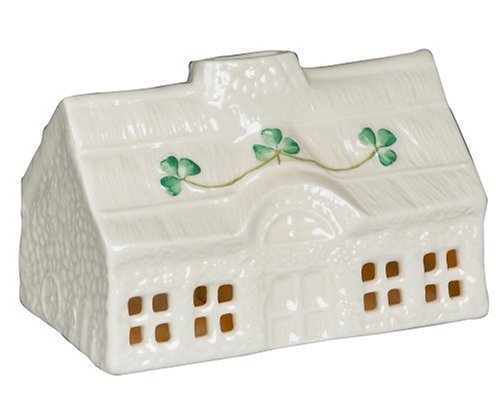 Belleek Shamrock Thatched Cottage Votive - B2939