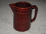 Vintage Marcrest Stoneware Colorado Brown Daisy & Dot Pattern Large 8 inch Pitcher USA