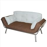 Elite Products Mali Convertible Twin Futon with Silver Metal Frame