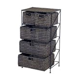 Reformation Dark Brown Wash Table 5 Drawer Cane Storage Chest