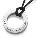 Love Peace and Hope Pendant on Black Cord