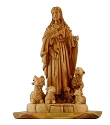 Christ the Good Shepherd olive wood Statue - Museum quality ( 12 inches high )
