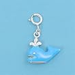 Sterling Silver Pendant - Whale With Clasp - For Adding On To Bracelet - 12mm Height