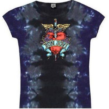 Bon Jovi Tie Dye t-shirt Juniors / Womens 'Dagger Tattoo'