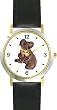 Koala Bear Animal - WATCHBUDDY&reg; DELUXE TWO-TONE THEME WATCH - Arabic Numbers - Black Leather Strap-Size-Large ( Men's Size or Jumbo Women's Size )