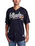 MLB Men's Atlanta Braves Brian Mccann Mar Navy Alternate Short Sleeve 6 Button Synthetic Replica Baseball Jersey Spring 2012  (Mar Navy, X-Large)