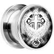 18mm Steel Black And White Embraced Cross Screw Fit Plug