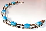 Caribbean Blue Larimar Sterling Silver .925 Double Links Bracelet