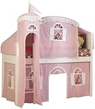 Bolton Furniture Cottage Low Loft White-Bot. Curtain/Top Tent/Tower, Pink/White