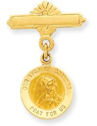 14k Gold Our Lady of Sorrows Medal Pin