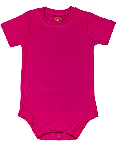 2T 3T 4T 5T 6T Bodysuit Short Sleeve Round Crew Neck - Hot Pink