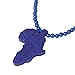 Blue Bead Necklace w/African Map Pendant