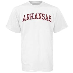 NCAA Arkansas Razorbacks White Vertical Arch Logo T-shirt