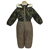 ジャンプスーツ 防寒 カバーオール ベビー スキーウェア 中綿 着ぐるみ スノーコンビ 防寒つなぎ 雪遊び スノーウェア t-b67649tm 95cm カーキ