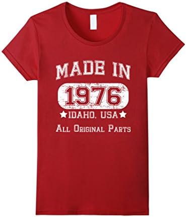 Women's 40TH BIRTHDAY T SHIRT FOR IDAHOAN. MADE IN 1976 IDAHO XL Cranberry