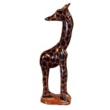 GiraffeStatueAfricanArtHandCarvedBrownStoneSculpture