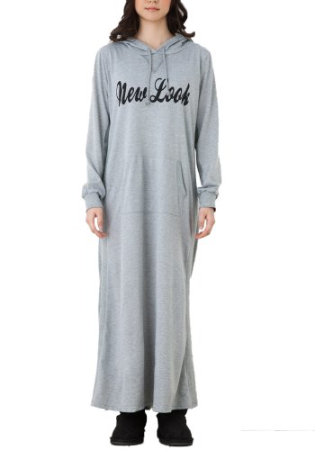 (ゴールドジャパン)Goldjapan 大きいサイズ レディース ワンピース ロング Aライン ロゴプリント 春物春服 マキシ丈 パーカー