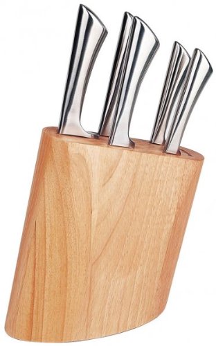 6 Pc. Cutlery Set with Knife Block (Natural/Stainless) (6
