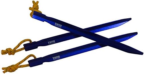 The Anchor - 7" (10 Pack of Blue) Ultra Light Aluminum Alloy Y-Beam Tent Stakes with Reflective Pull Chord by Thor Outdoor