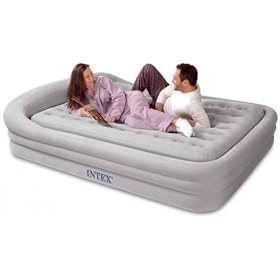 Supreme Queen Size Rising Coil beam and I-beam AirBed with Hand-Held Ac pump, light gray